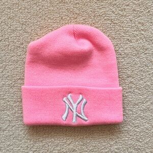 NY Pink Woman’s Winter Hat with  Embroidered Logo